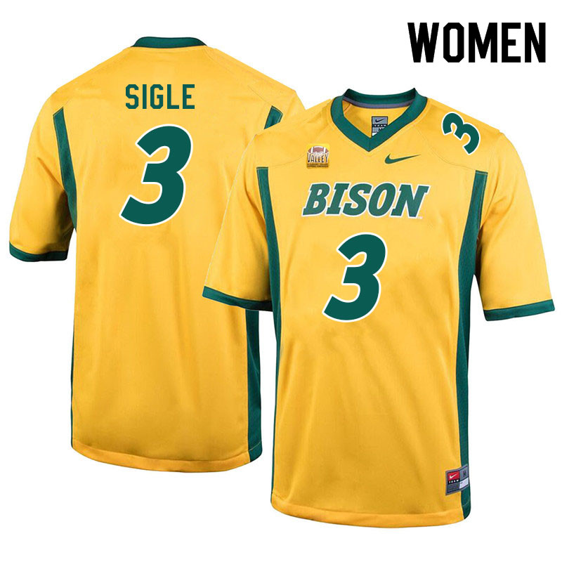 Women #3 Marques Sigle North Dakota State Bison College Football Jerseys Sale-Yellow - Click Image to Close